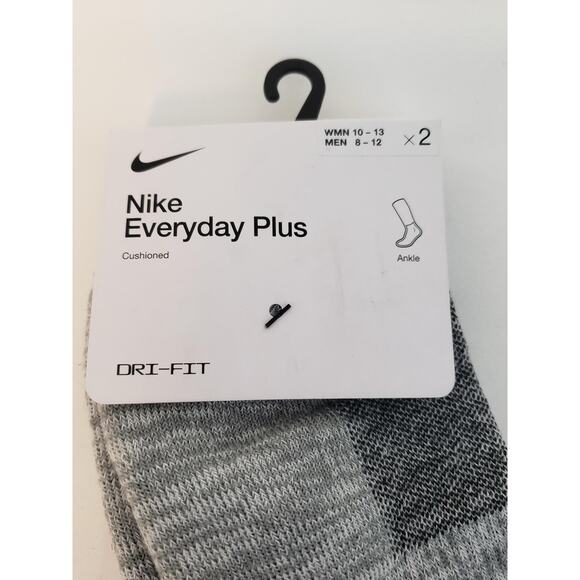 Nike Everyday Plus Socks Mens 8-12 Womens 10-13 Large Gray Ankle Dri-FIT 2 Pair - Picture 5 of 5